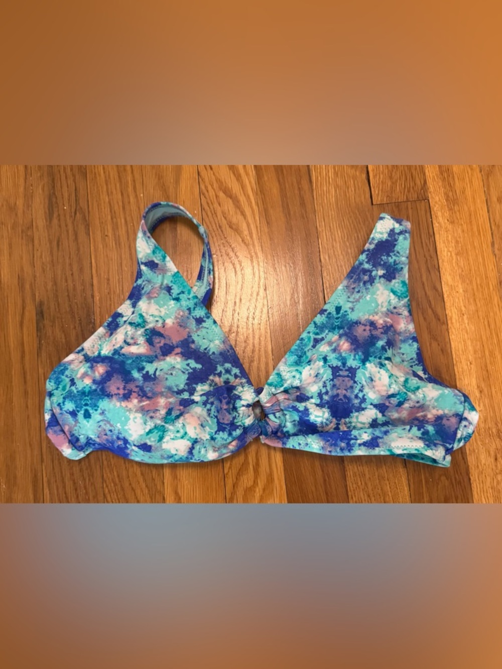 Arizona Love Blue Teal Purple Marble Bikini Top
